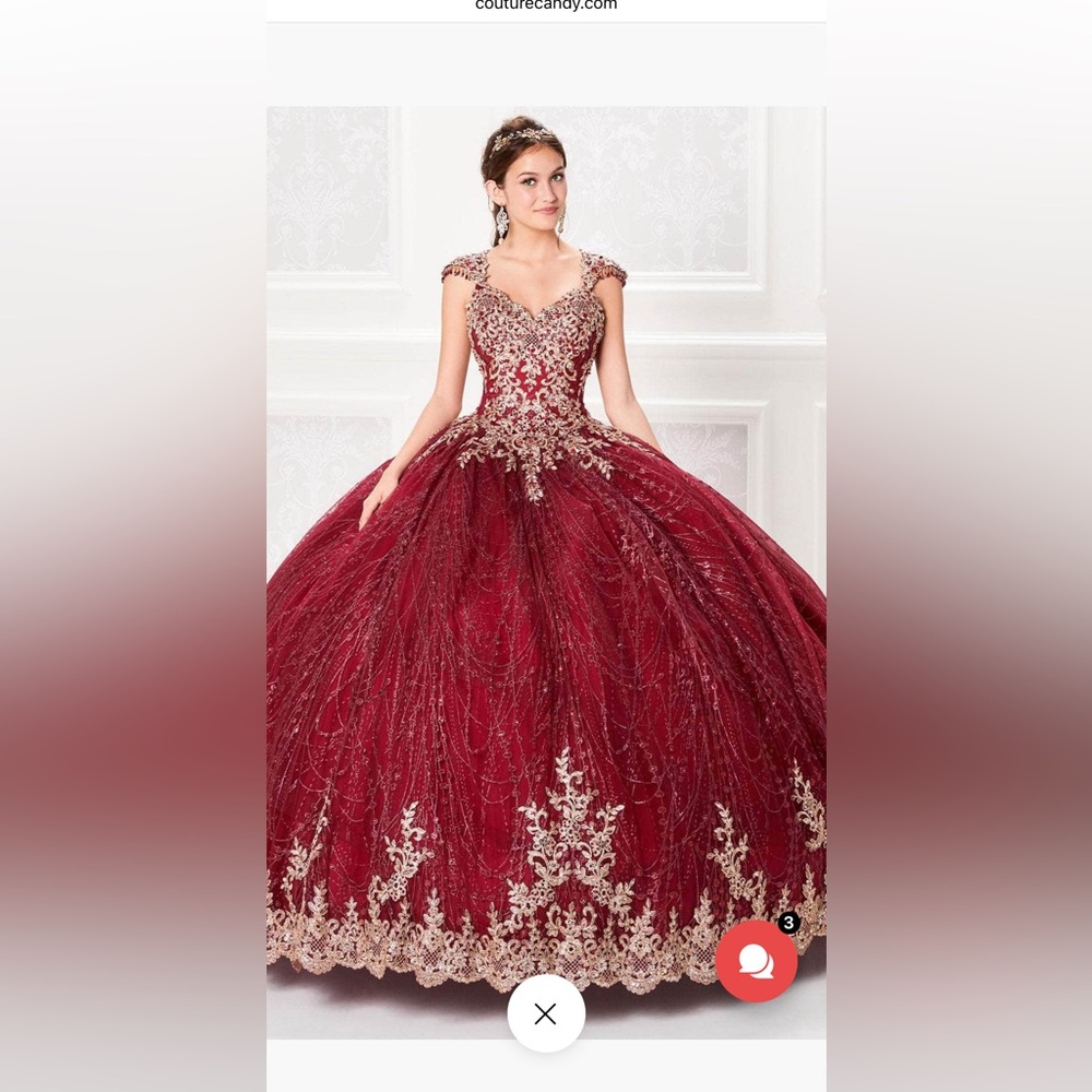 Red Embellished Tiered Prom Gown